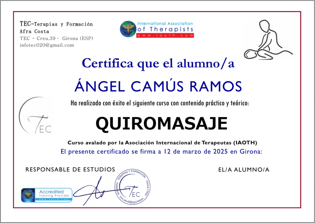 certificado curso de quiromasaje online